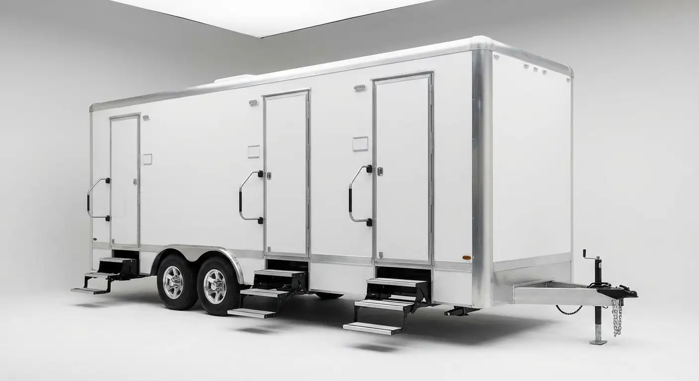 Climate controlled restroom trailer interior features in Augusta, GA