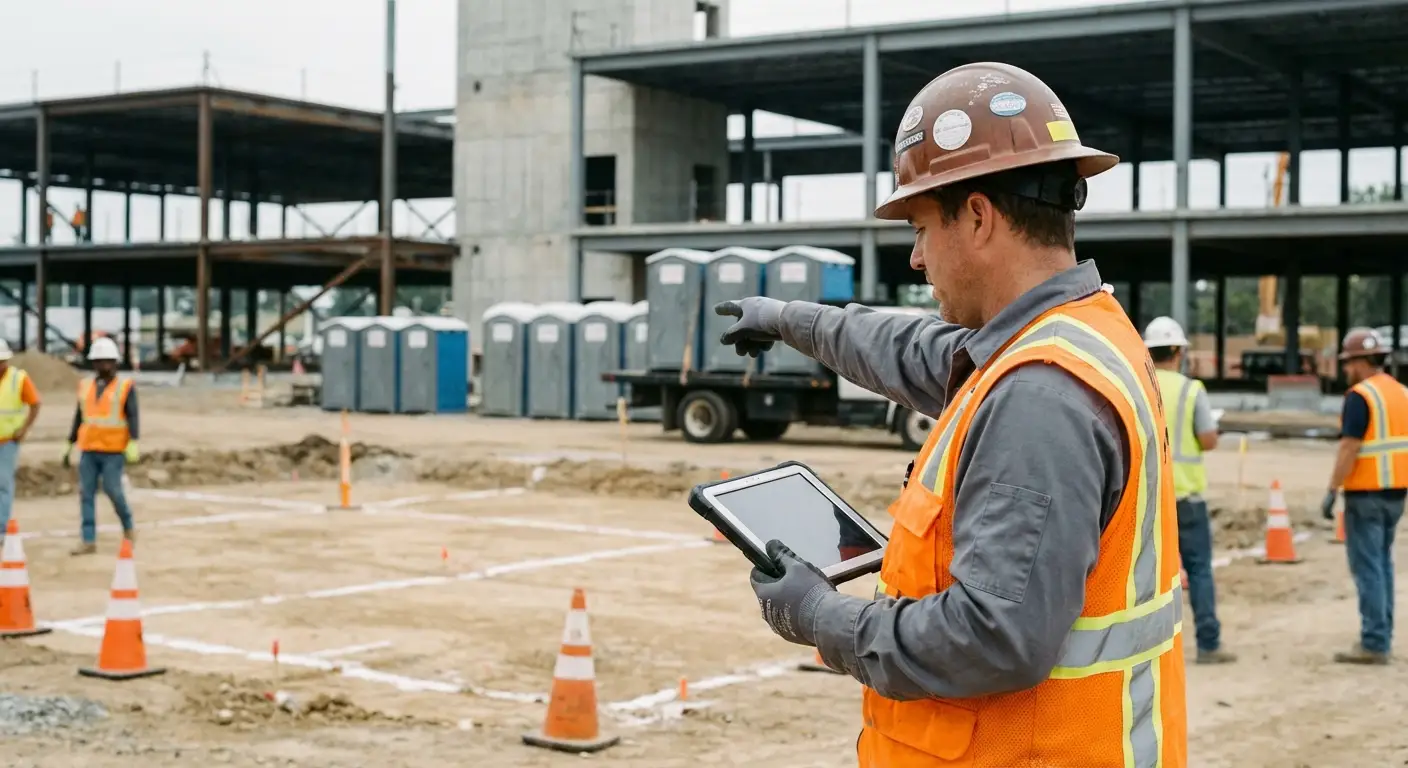 Construction site portable toilet placement planning in Augusta, GA
