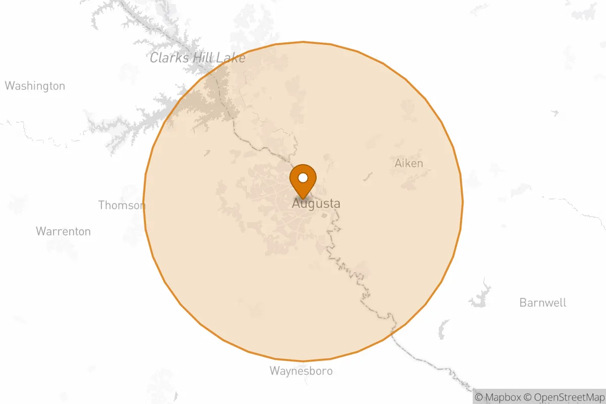 service area service area map in Augusta, GA